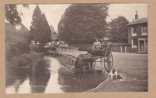 Old Card Chesham Town Bridge Around 1910 Pony And Trap Amersham Missenden
