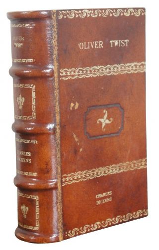 Maitland Smith Tooled Leather Oliver Twist False Book Box Charles Dickens 8 "