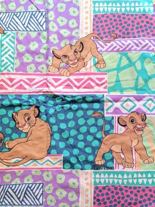 Vtg 90s Disney Lion King Simba Duvet Cover Fabric Sheets Bedding Pastel 2