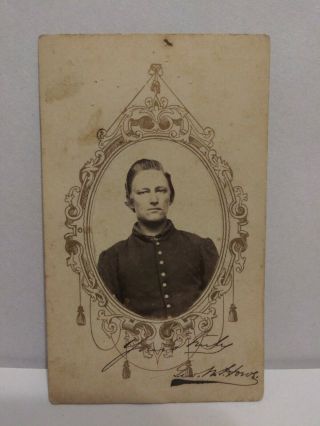 Civil War Era Soldier Cdv Photograph Signed With Message.
