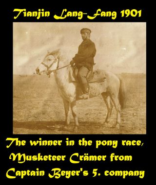 天津市 Tianjin Tientsin Lang - Fang Barracks Pony Race Winner Musketeer Crämer 1901 2