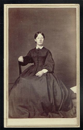 United States 1865 Cdv Of Woman Posing In Chair With Stamp On Back