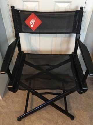 Rare Vintage Nike Swoosh Black Advertising Directors Chair.  Retro Collectible