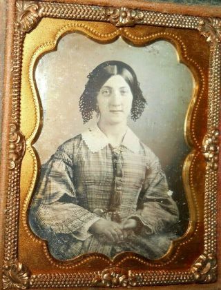 1/9th Size Daguerreotype Image Of Young Lady In A Half Case