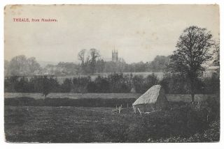 Theale Nr Reading From Meadows Old Postcard Haystack In Foreground 507b