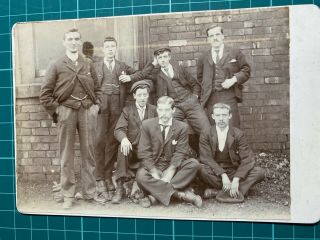 Cabinet Card Group Of Men Workers Flat Caps Photo Antique Victorian