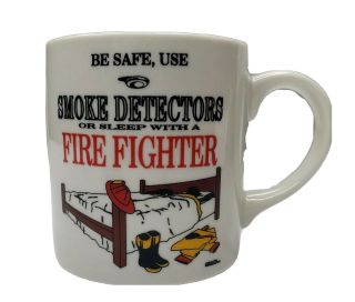 Vintage Milk Glass Coffee Cup Mug Red,  Black,  Brown Fun Sayfireman/smoke Detector