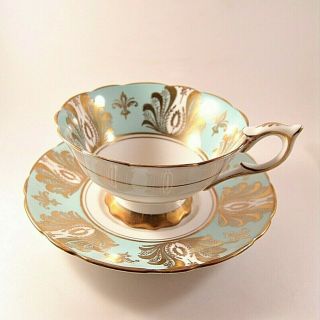 Blue And Gold Vintage Teacup And Saucer By Royal Stafford