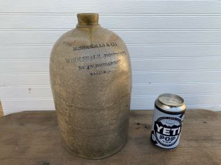 Antique M Shakman & Co Baltimore Merchant Salt Glazed Stoneware Jug