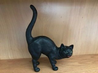 Black Cat Cast Iron Doorstop Halloween Arched Back Vintage Antique Hubley?