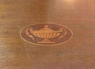 Antique English Inlaid Mahogany Wooden Tea Tray Brass Handles Butler Platter 2