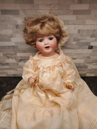 18” K R Simon Halbig 126 Germany Bisque Doll With Curly Blonde Hair L31