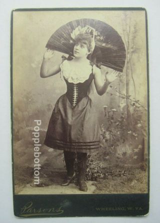 Cabinet Card Photo Of Woman (dancer?) Posing With Fan Parsons Wheeling,  Wv C5