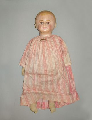 Antique Vtg Ca 1900s Martha Chase Rag Cloth Doll Painted Face 21 " Applied Ears