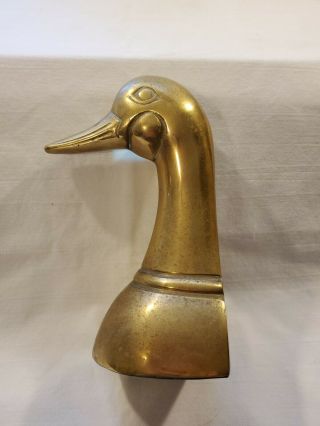 Brass Duck Head Bookend Book End Mid - Century Modern Vintage Brass