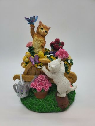 The San Francisco Music Box Co Animated Cats On Garden Cart Figurine