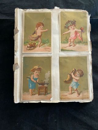 Antique Vintage Trade Card Scrapbook Album Book 1886 - Trade Advertising