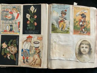 ANTIQUE VINTAGE TRADE CARD SCRAPBOOK ALBUM BOOK 1886 - TRADE ADVERTISING 3