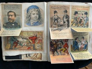 ANTIQUE VINTAGE TRADE CARD SCRAPBOOK ALBUM BOOK 1886 - TRADE ADVERTISING 5