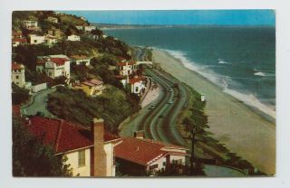 Postcard - Santa Monica,  Ca - Air View Of Pacific Palisades Coast - Old Cars - C