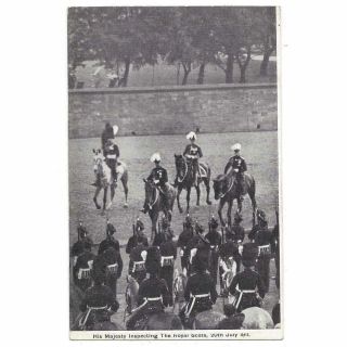 Edinburgh Royal Visit 1911,  King Inspecting Royal Scots Old Postcard Posted 1911