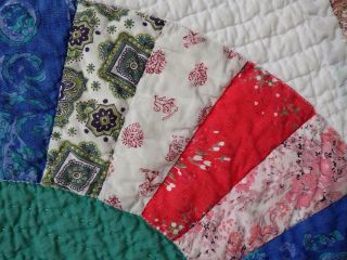 Sweet Cottage Home Vintage 30s Green Grandmothers Fan Quilt 74x73 5