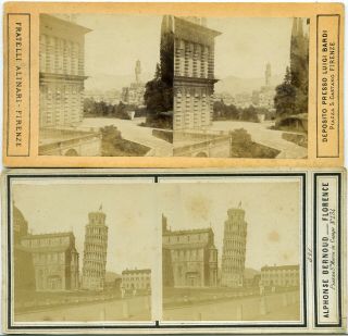 6 Stereoview Photos Italy Leaning Tower Of Pisa Naples