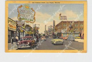 Ppc Postcard Nv Nevada Las Vegas Old Fremont St Golden Nugget Boulder Club Hotel