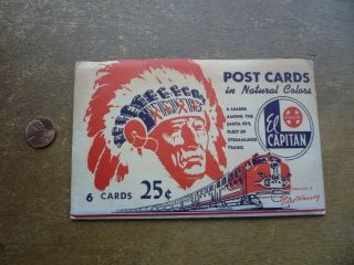 Vintage EL CAPITAN Santa Fe Railroad Harvey Postcard Set of 6 Grand Canyon Train 3