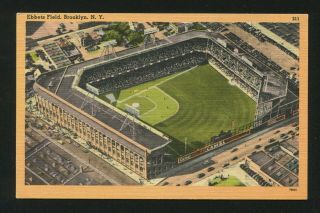 Dodgers - Brooklyn Ebbets Field 5½x3½ Vintage Postcard: Ex 130 - 5