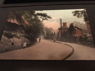 Old Staffordshire Postcard Stone Waterworks,  Pub Aw Tilley,  Man With Bicycle