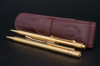 Cartier Trinity Must Gold Ballpoint Pen Mechanical Pencil Set Vintage W/case C86