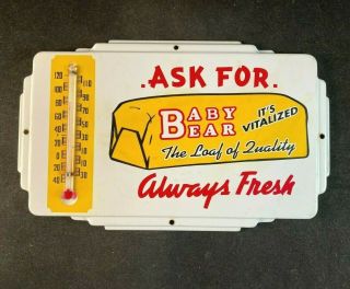Vintage Baby Bear Vitalized Bread Thermometer Rare Old Advertising Sign