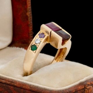 Antique Vintage Art Deco Retro 14k Gold Pink Sapphire Ruby Diamond Ring Sz 6.  25