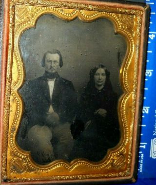 Quarter Plate Size Ambrotype Of Young Couple In Half Case