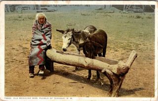 Tesuque,  Mexico - American Indian Medicine Man At Pueblo 1915 - Old Postcard