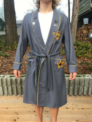 Vintage West Point Usma Cadet Bathrobe Medium Wool Grey 70s - 80s