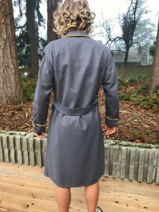 vintage west point usma cadet bathrobe medium wool grey 70s - 80s 2