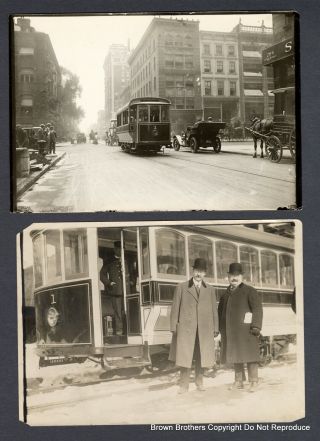 Vintage 1910 Streetcar Trolley Inventor Frank Sprague Nyc Photos (2 Photos)