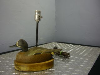 Vintage Wooden Duck Decoy Lamp