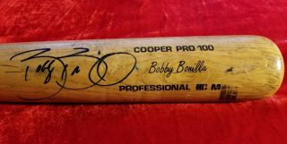 1995 - 96 Bobby Bonilla Game Signed Bat Baltimore Orioles Team 90s Vtg Mets