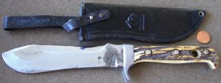 Vintage Puma 6377 White Hunter Knife,  Puma Leather Sheath Pre 64 Knife