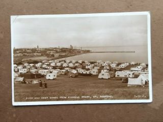 Old Postcard At Andrews Pier East Sands Kinkell Braes Caravan Park 1954