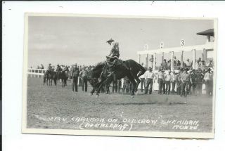 Real Photo Postcard Post Card Sheridan Wyoming Wy Rodeo Orv Carlson Old Crow