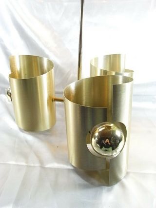 Max Sauze Ancien Rare Lustre Aluminium Dore Suspension Lampe Design Vintage Lamp