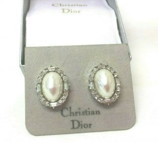 Vintage Jewellery Stunning Chr Dior Faux Pearl And Rhinestones Clip On Earrings