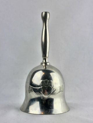 Claddagh Handbell Wedding Bell Pewter Imported From Ireland Silver Color