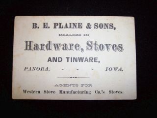 Panora,  Iowa Old Hardware Card