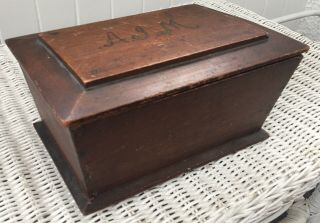 1800s Antique Wood Document Box Tapered Dovetailed Outstanding Craftmanship