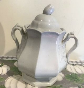 Best Antique White Ironstone Sugar Bowl Alcock Paris Shape Flower Finial